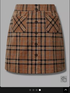 NWT Torrid Tan & Black Plaid Button-Front Mini Skirt Size 1 (1X)